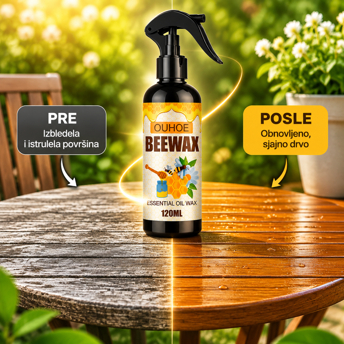 Sprej Za Drvo Sa Pčelinjim Voskom – POPRSKAJ, PREBRIŠI I KAO NOVO!