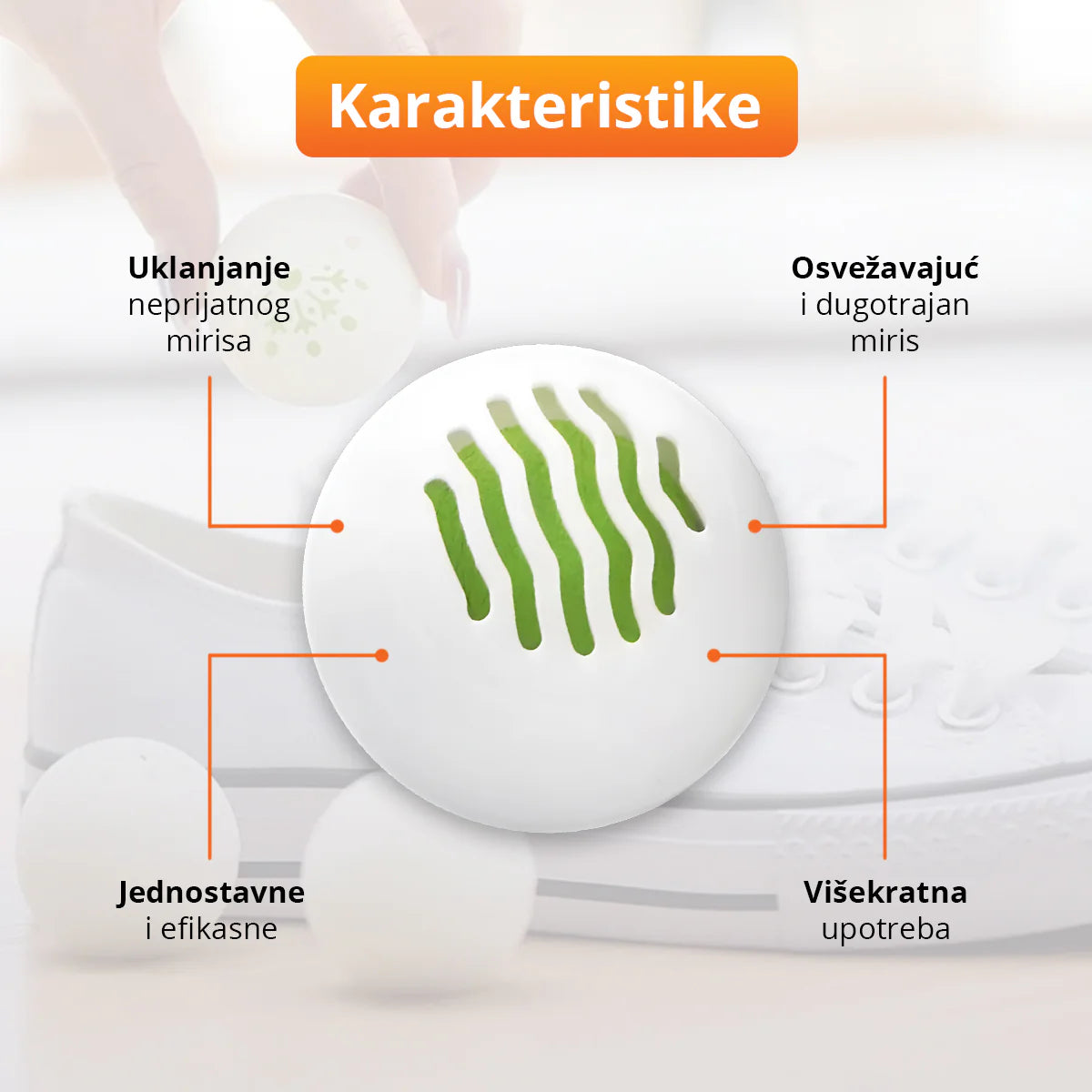 Kuglice za uklanjanje neprijatnog mirisa iz obuće (6 komada)